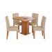 Conjunto de Mesa Quadrada com Tampo de MDF Cinamomo Sophia e 4 Cadeiras Maia Suede Gengibre