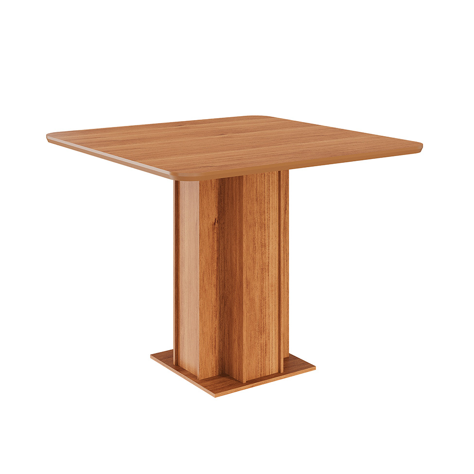 Conjunto de Mesa Quadrada com Tampo de MDF Cinamomo Sophia e 4 Cadeiras Maia Suede Gengibre