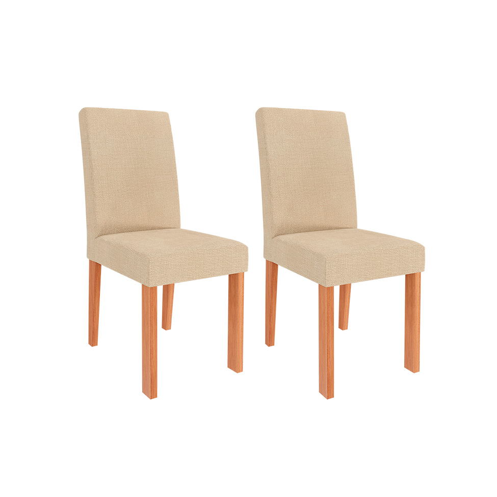 Conjunto de Mesa Quadrada com Tampo de MDF Cinamomo Sophia e 4 Cadeiras Maia Suede Gengibre