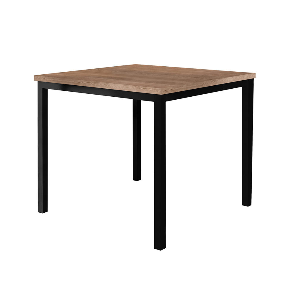 Conjunto de Mesa Quadrada com Tampo de MDP Amadeirado e 4 Cadeiras Adriana Revestimento Sintético Bege e Preto