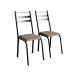 Conjunto de Mesa Quadrada com Tampo de MDP Amadeirado e 4 Cadeiras Adriana Revestimento Sintético Bege e Preto