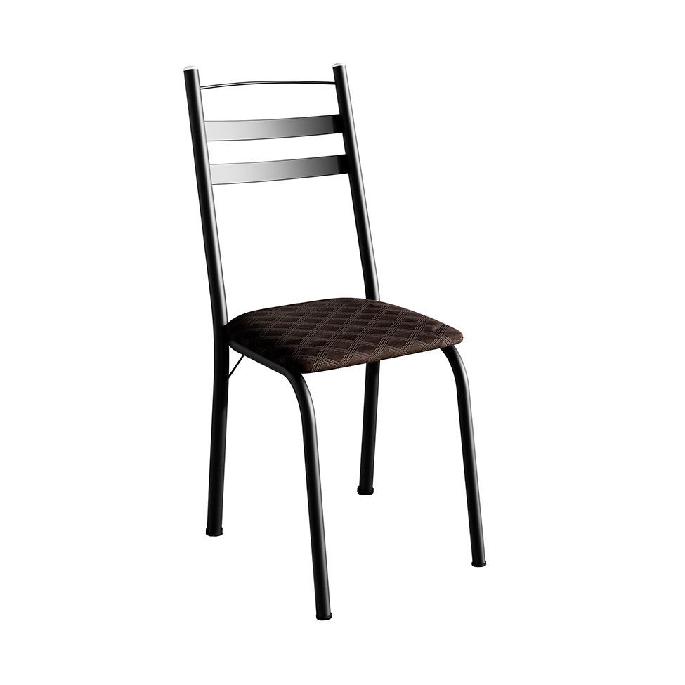Conjunto de Mesa Quadrada com Tampo de MDP Amadeirado e 4 Cadeiras Adriana Revestimento Sintético Cacau e Preto