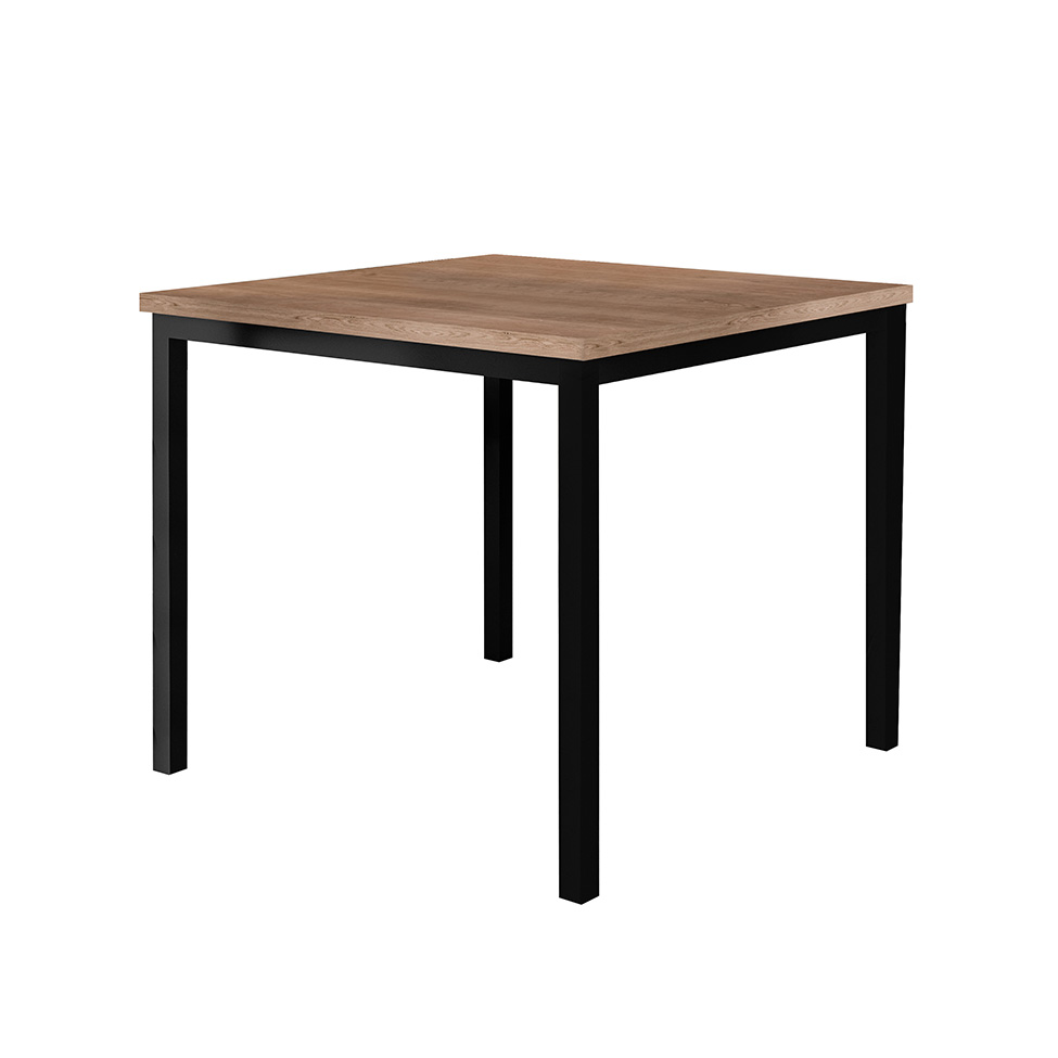 Conjunto de Mesa Quadrada com Tampo de MDP Amadeirado e 4 Cadeiras Adriana Revestimento Sintético Cacau e Preto