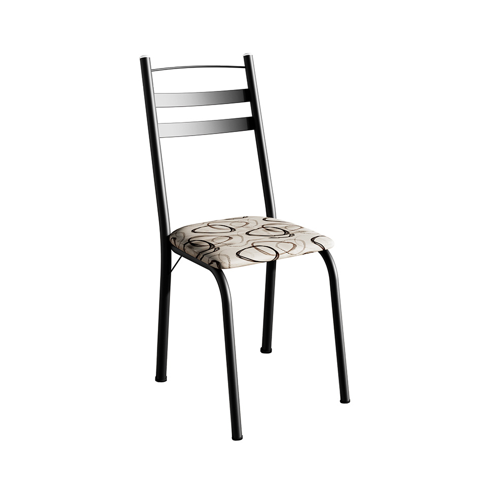 Conjunto de Mesa Quadrada com Tampo de MDP Amadeirado e 4 Cadeiras Adriana Revestimento Sintético Cedro e Preto
