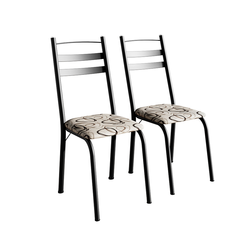 Conjunto de Mesa Quadrada com Tampo de MDP Amadeirado e 4 Cadeiras Adriana Revestimento Sintético Cedro e Preto