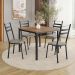 Conjunto de Mesa Quadrada com Tampo de MDP Amadeirado e 4 Cadeiras Adriana Revestimento Sintético Cinza Claro e Preto