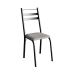 Conjunto de Mesa Quadrada com Tampo de MDP Amadeirado e 4 Cadeiras Adriana Revestimento Sintético Cinza Claro e Preto