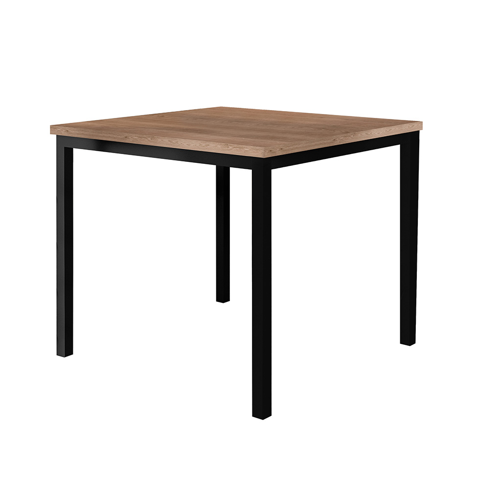 Conjunto de Mesa Quadrada com Tampo de MDP Amadeirado e 4 Cadeiras Adriana Revestimento Sintético Cinza Claro e Preto