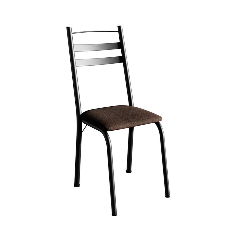 Conjunto de Mesa Quadrada com Tampo de MDP Amadeirado e 4 Cadeiras Adriana Revestimento Sintético Imbuia e Preto
