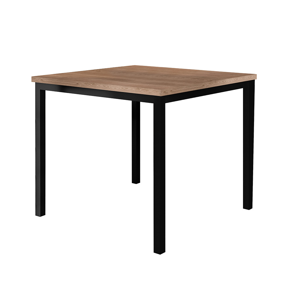 Conjunto de Mesa Quadrada com Tampo de MDP Amadeirado e 4 Cadeiras Adriana Revestimento Sintético Imbuia e Preto
