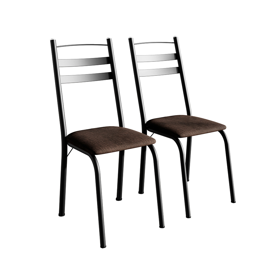 Conjunto de Mesa Quadrada com Tampo de MDP Amadeirado e 4 Cadeiras Adriana Revestimento Sintético Imbuia e Preto
