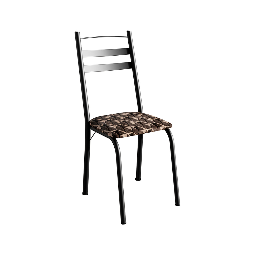 Conjunto de Mesa Quadrada com Tampo de MDP Amadeirado e 4 Cadeiras Adriana Revestimento Sintético Palha e Preto