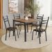 Conjunto de Mesa Quadrada com Tampo de MDP Amadeirado e 4 Cadeiras Adriana Revestimento Sintético Palha e Preto