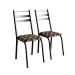 Conjunto de Mesa Quadrada com Tampo de MDP Amadeirado e 4 Cadeiras Adriana Revestimento Sintético Palha e Preto