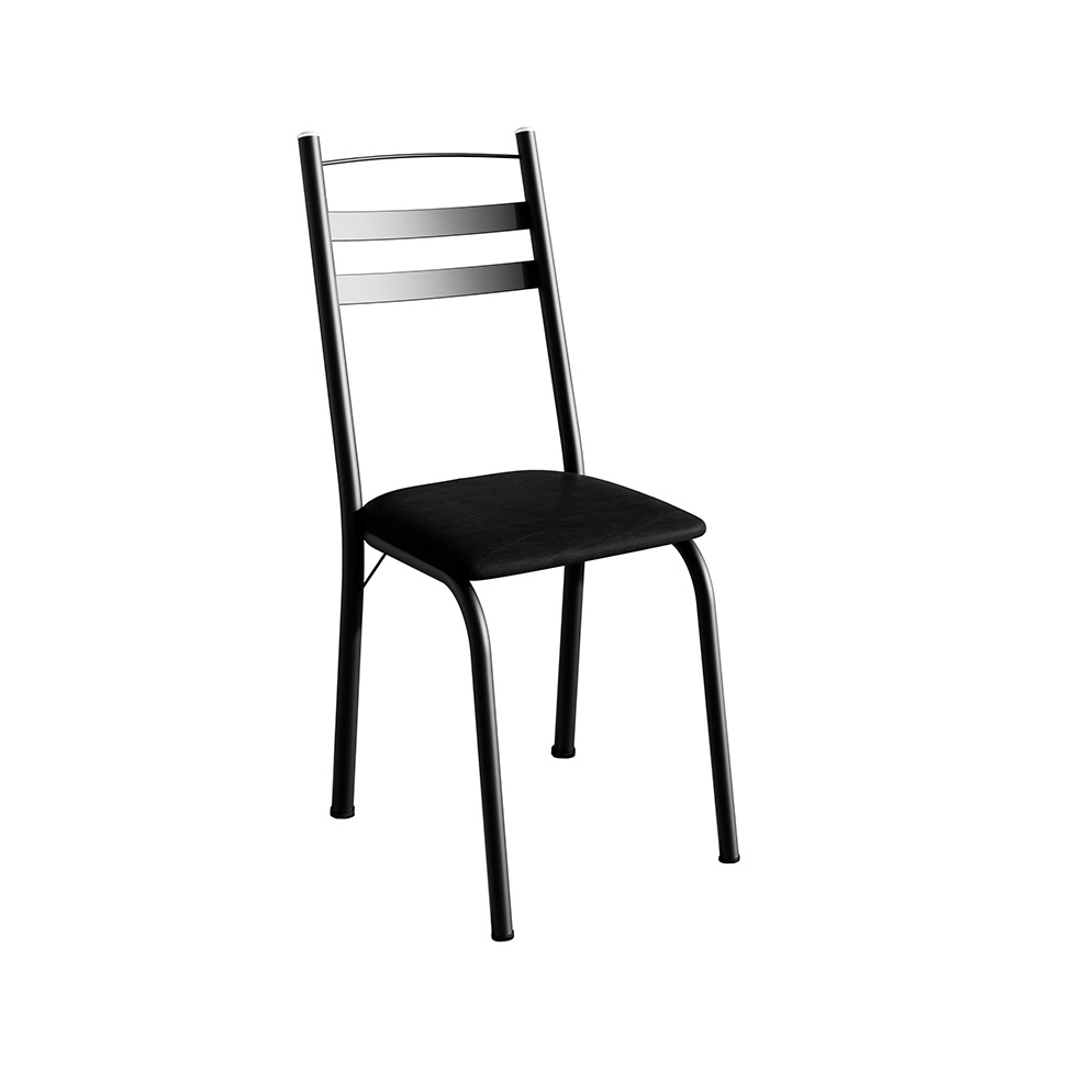 Conjunto de Mesa Quadrada com Tampo de MDP Amadeirado e 4 Cadeiras Adriana Revestimento Sintético Preto