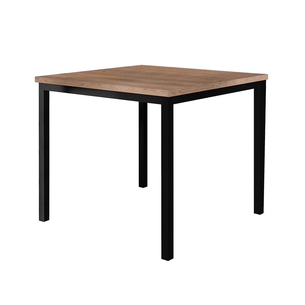 Conjunto de Mesa Quadrada com Tampo de MDP Amadeirado e 4 Cadeiras Adriana Revestimento Sintético Preto