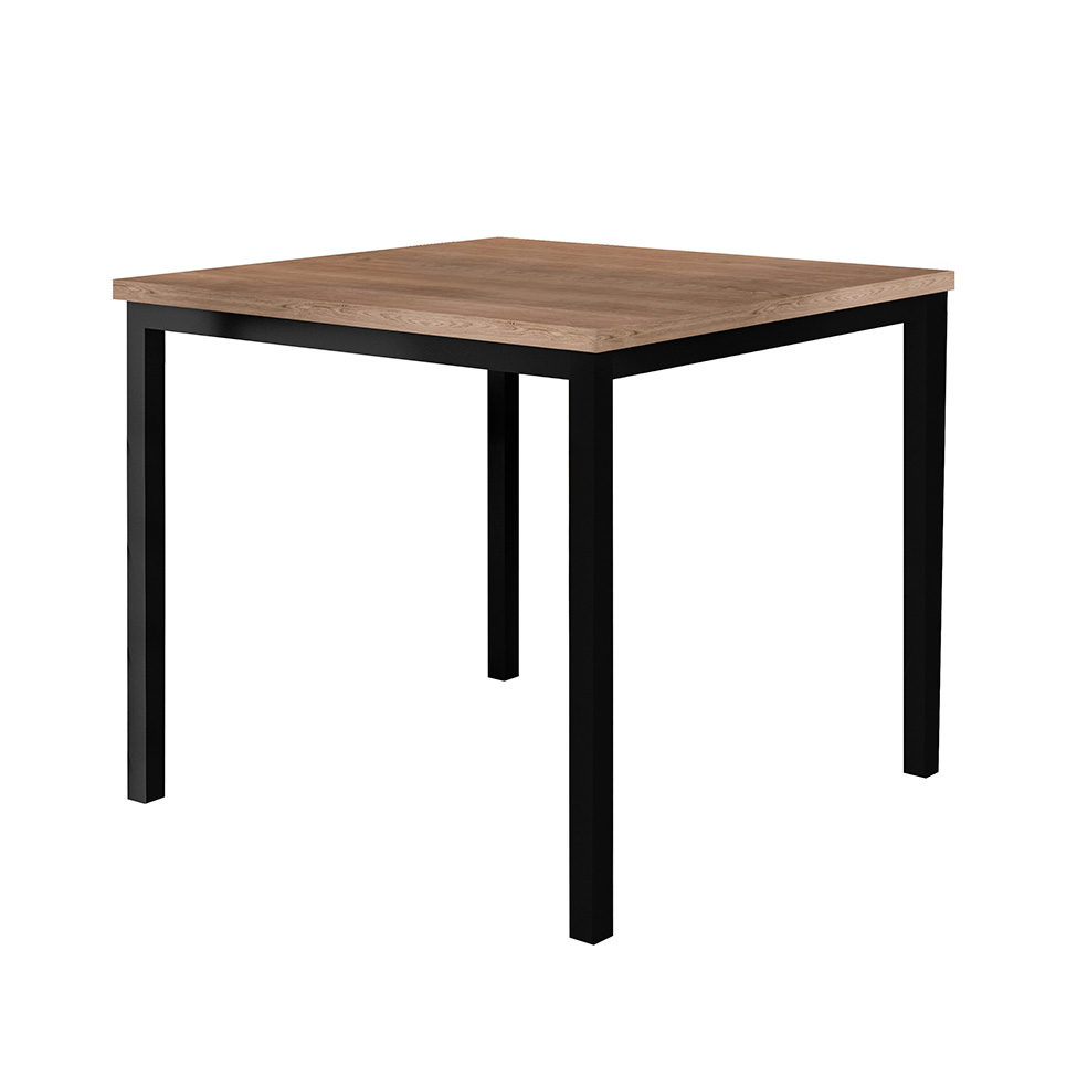 Conjunto de Mesa Quadrada com Tampo de MDP Amadeirado e 4 Cadeiras Adriana Revestimento Sintético Silver e Preto