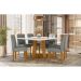 Conjunto de Mesa Quadrada com Tampo de Vidro Giratório Off White e 6 Cadeiras Ana Poliéster Cinza e Ypê