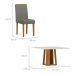 Conjunto de Mesa Quadrada com Tampo de Vidro Giratório Off White e 6 Cadeiras Ana Poliéster Cinza e Ypê
