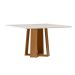 Conjunto de Mesa Quadrada com Tampo de Vidro Giratório Off White e 6 Cadeiras Ana Poliéster Cinza e Ypê
