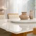 Conjunto de Mesa Quadrada com Tampo de Vidro Giratório Off White e 6 Cadeiras Ana Poliéster Cinza e Ypê