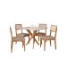 Conjunto de Mesa Quadrada com Tampo de Vidro Off White Cacau e 4 Cadeiras Encanto Revestimento Sintético Marrom e Cinamomo