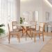 Conjunto de Mesa Quadrada com Tampo de Vidro Off White Cacau e 4 Cadeiras Encanto Revestimento Sintético Marrom e Cinamomo