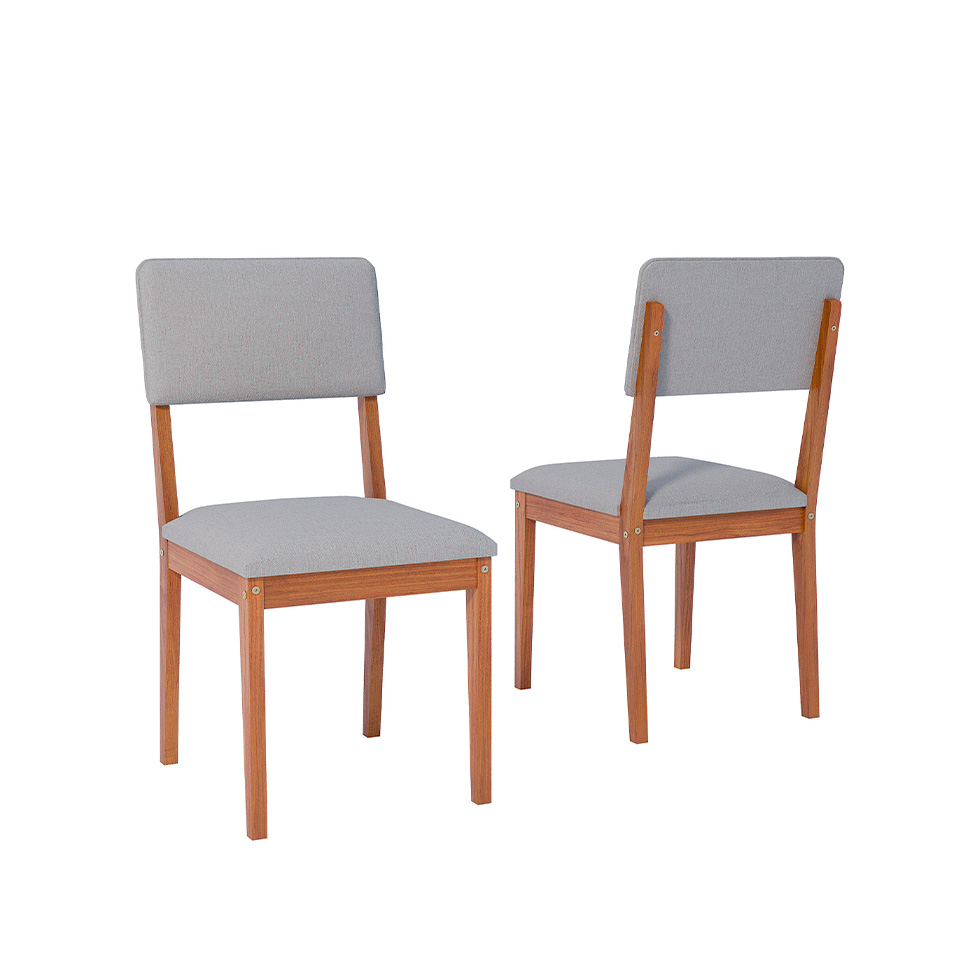 Conjunto de Mesa Redonda com Tampo MDF Acerola e 4 Cadeiras Sabiá Linho Bege e Cinamomo