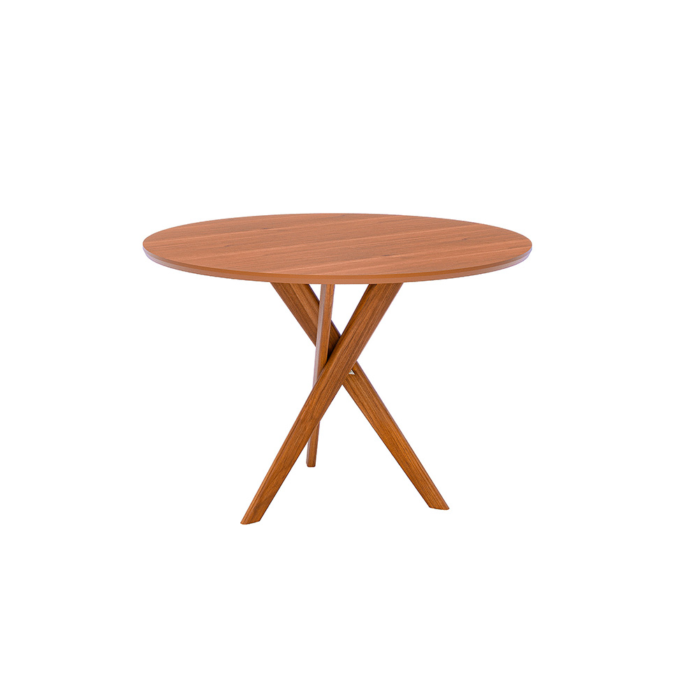 Conjunto de Mesa Redonda com Tampo MDF Cacau e 4 Cadeiras Juparanã Revestimento Sintético Marrom e Cinamomo