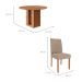 Conjunto de Mesa Redonda com Tampo de MDF Cinamomo Ariela e 4 Cadeiras Clarice Linho Bege e Madeira