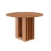 Conjunto de Mesa Redonda com Tampo de MDF Cinamomo Ariela e 4 Cadeiras Clarice Linho Bege e Madeira