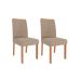 Conjunto de Mesa Redonda com Tampo de MDF Cinamomo Ariela e 4 Cadeiras Clarice Linho Bege e Madeira