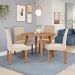 Conjunto de Mesa Redonda com Tampo de MDF Cinamomo Dani e 4 Cadeiras Clarice Suede Nude e Madeira
