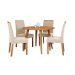 Conjunto de Mesa Redonda com Tampo de MDF Cinamomo Dani e 4 Cadeiras Clarice Suede Nude e Madeira