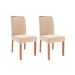 Conjunto de Mesa Redonda com Tampo de MDF Cinamomo Dani e 4 Cadeiras Clarice Suede Nude e Madeira