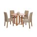 Conjunto de Mesa Redonda com Tampo de MDF Cinamomo Flora e 4 Cadeiras Clarice Linho Bege e Madeira