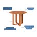 Conjunto de Mesa Redonda com Tampo de MDF Cinamomo Flora e 4 Cadeiras Clarice Linho Bege e Madeira