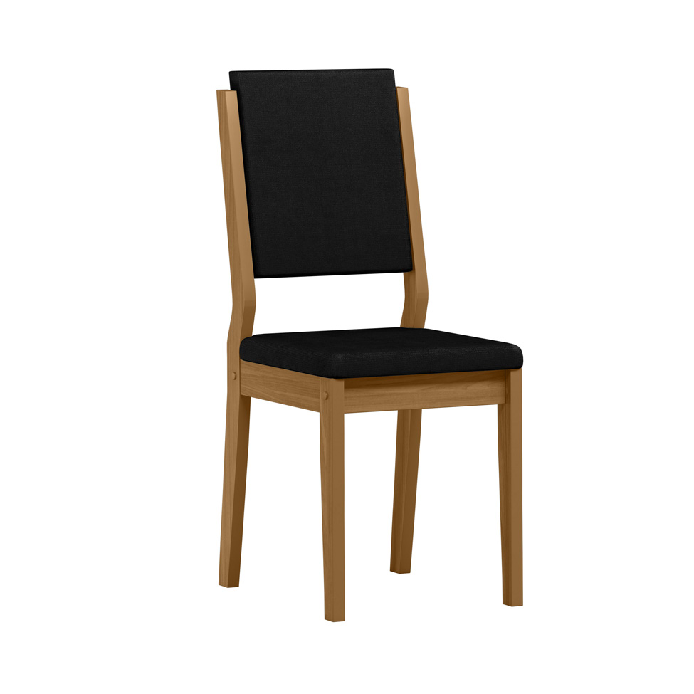 Conjunto de Mesa Redonda com Tampo de MDF Isabela e 4 Cadeiras Carol Veludo Preto e Ypê