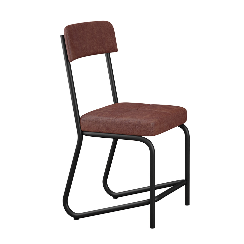 Conjunto de Mesa Redonda com Tampo de MDP Marrom Versalhes e 4 Cadeiras Nagóia Revestimento Sintético Marrom Escuro e Preto