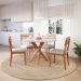 Conjunto de Mesa Redonda com Tampo de Vidro Off White Cacau e 4 Cadeiras Juparanã Linho Bege e Cinamomo
