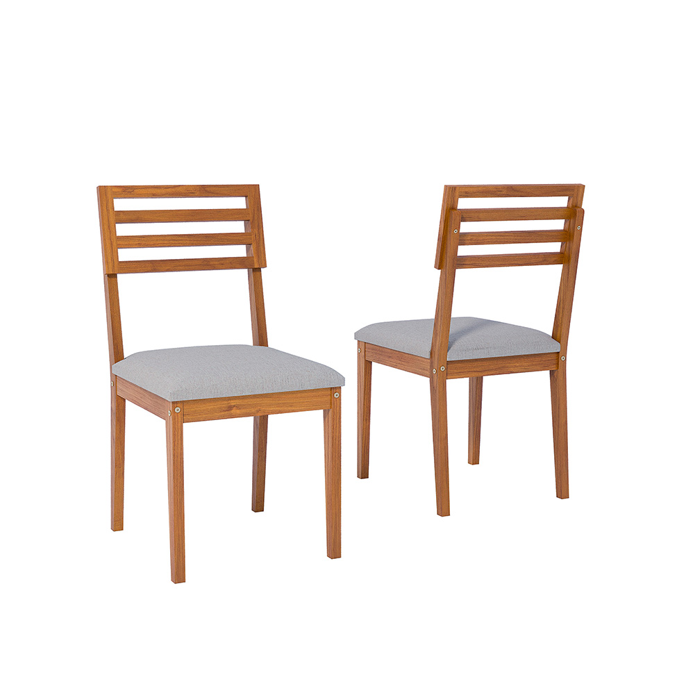 Conjunto de Mesa Redonda com Tampo de Vidro Off White Cacau e 4 Cadeiras Juparanã Linho Bege e Cinamomo