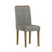 Conjunto de Mesa Redonda com Tampo de Vidro Off White Isabela e 4 Cadeiras Amanda Linho Cinza Claro e Ypê
