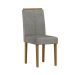 Conjunto de Mesa Redonda com Tampo de Vidro Off White Isabela e 6 Cadeiras Amanda Linho Cinza Claro e Ypê