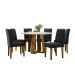 Conjunto de Mesa Redonda com Tampo de Vidro Off White Isabela e 6 Cadeiras Amanda Veludo Preto e Ypê