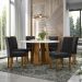Conjunto de Mesa Redonda com Tampo de Vidro Off White Isabela e 6 Cadeiras Amanda Veludo Preto e Ypê