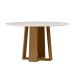 Conjunto de Mesa Redonda com Tampo de Vidro Off White Isabela e 6 Cadeiras Amanda Veludo Preto e Ypê