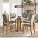 Conjunto de Mesa Redonda com Tampo de Vidro Off White Isabela e 6 Cadeiras Carol Linho Cinza Claro e Ypê