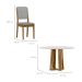 Conjunto de Mesa Redonda com Tampo de Vidro Off White Isabela e 6 Cadeiras Carol Linho Cinza Claro e Ypê