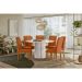 Conjunto de Mesa Redonda com Tampo de Vidro Off White e 6 Cadeiras Serena Poliéster Terracota e Amadeirado