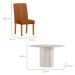 Conjunto de Mesa Redonda com Tampo de Vidro Off White e 6 Cadeiras Serena Poliéster Terracota e Amadeirado